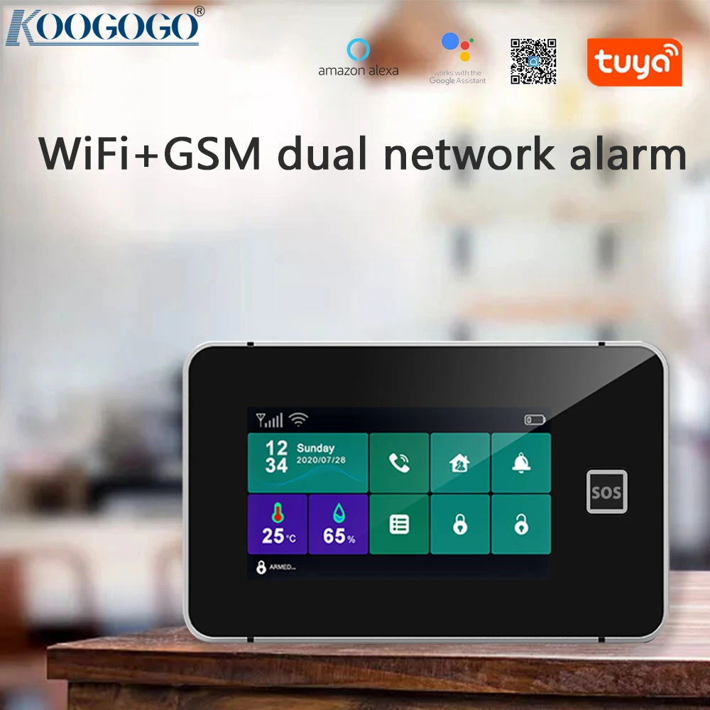

Tuya Wireless Home WiFi GSM Home Security with SOS Motion Detector Sensor Burglar Alarm System APP Control Support Alexa Google
