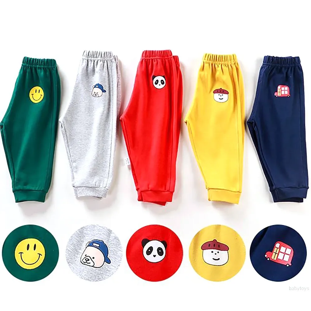 

Kid's Cartoon Printed Long Pants Unisex Candy Colors Playing Adorable Comfy Wear