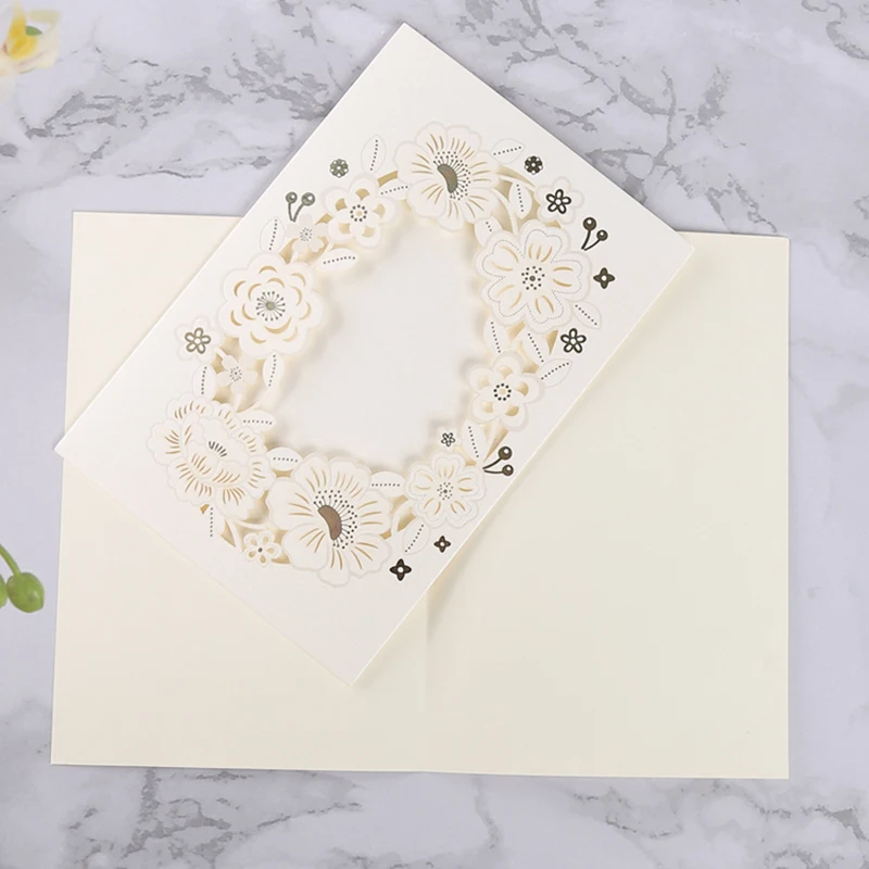 1 шт. лазерная резка свадебные приглашения элегантные роскошные цветочные