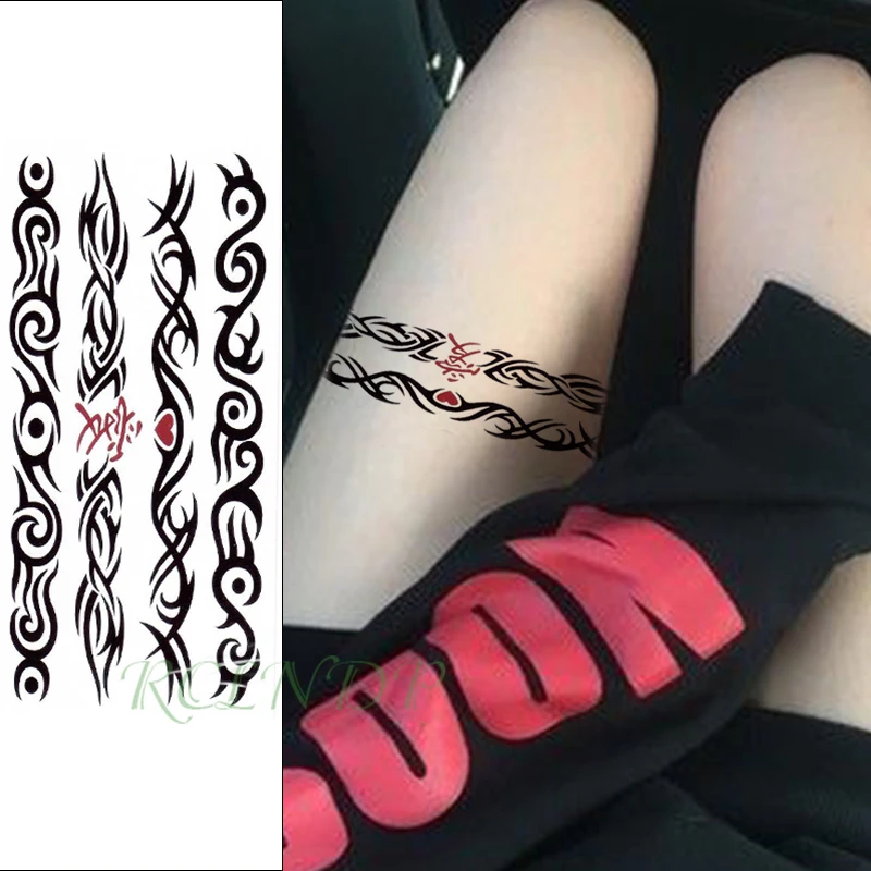 Водостойкая Временная тату-наклейка китайская любовь сердце тотем браслет