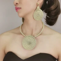 manilai statement african jewelry sets 2022 handmade circular pendant necklaces earrings set women collar choker necklace indian