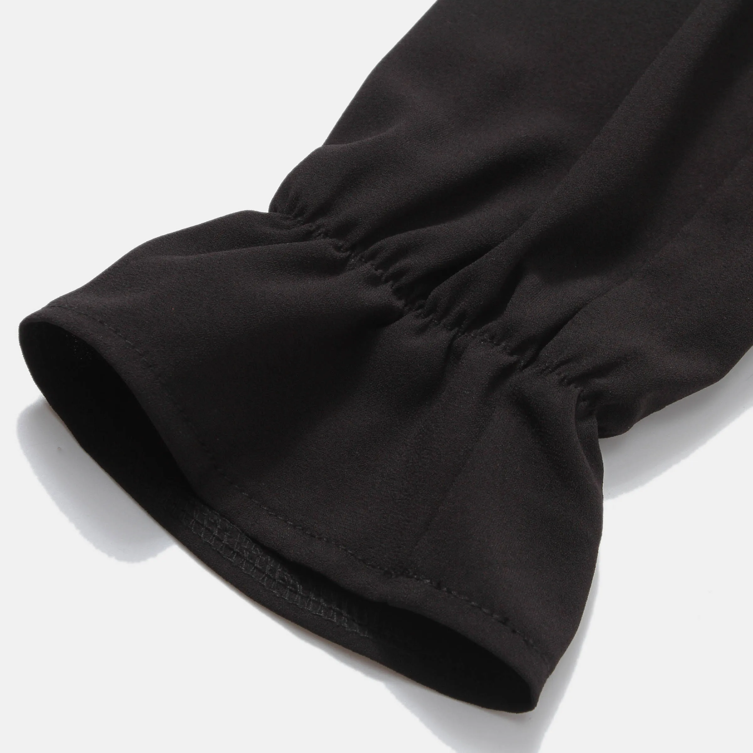 Женская модель сексуальная Осенняя черная Свободная блузка в стиле бохо с