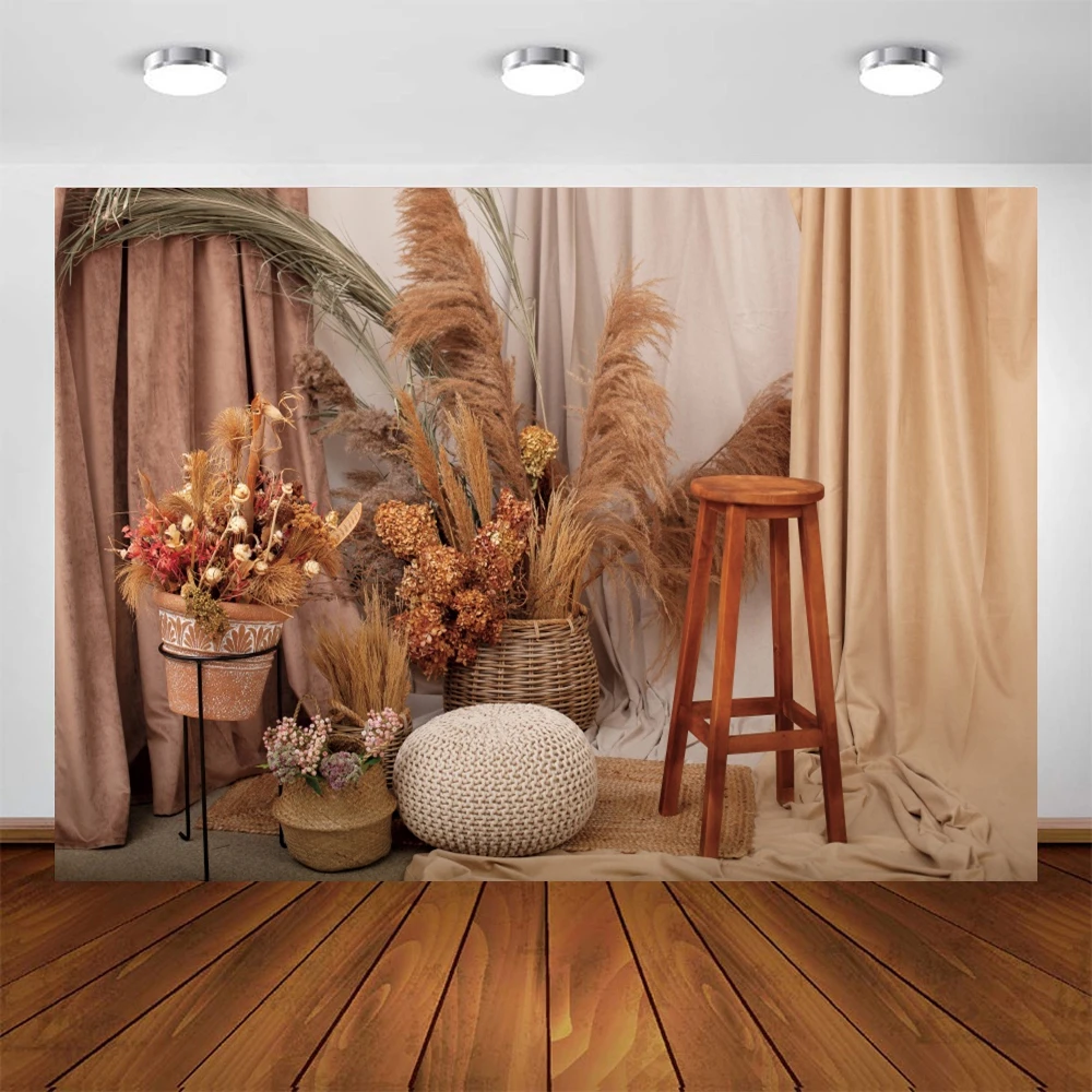 Интерьерный домашний декор коричневый стул цветок фон детский портрет Виниловый