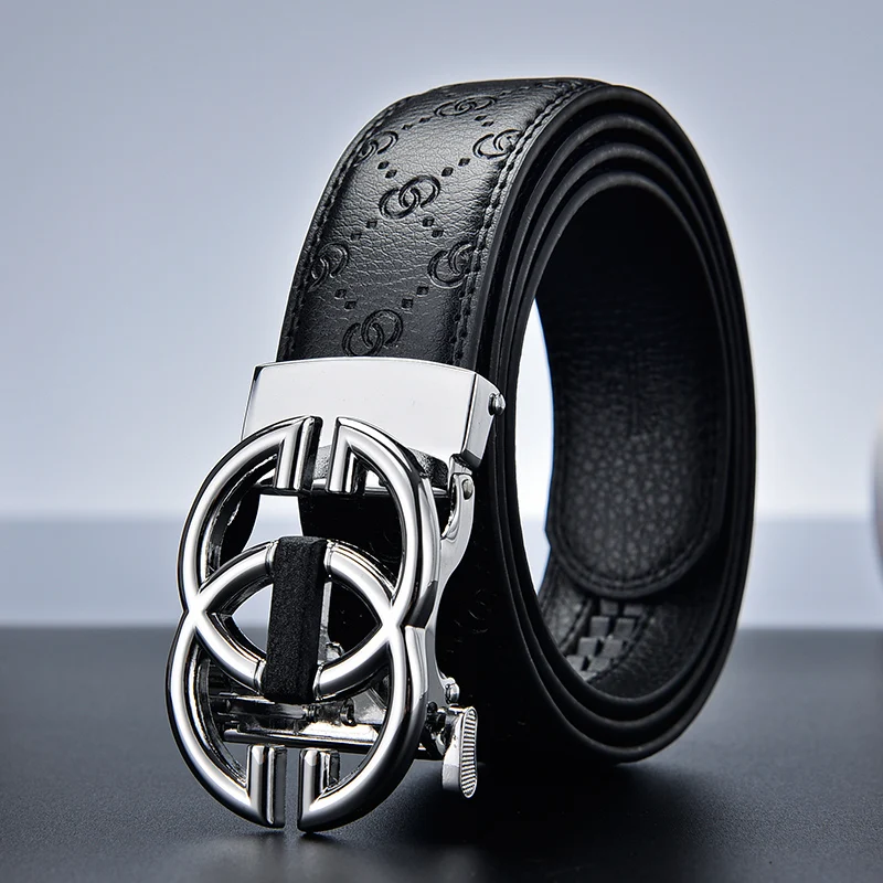 

New luxury classic high quality unisex leather belt business casual fashion automatic buckle 3.8cm wide belts