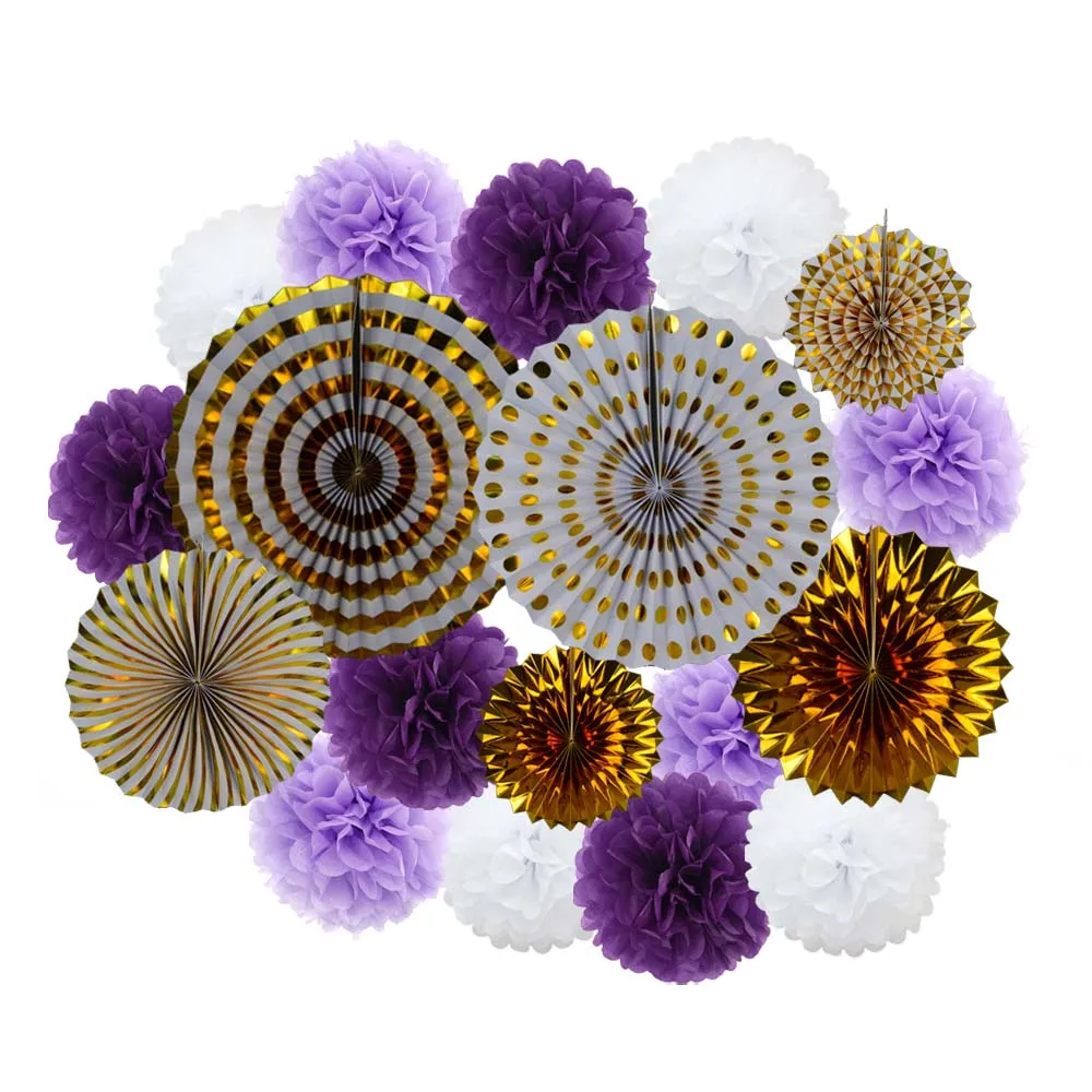 Gold Purple Set Лидер продаж, 18 шт./компл., серебристо-синие бумажные украшения для маленьких девочек, крещение мальчика, декор Mi Primera Comunion, вечерние украшения - Цвет: Gold Purple Set