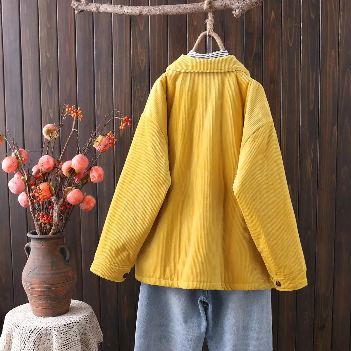 Women Clothing Quilted Jacket Plus Size 2021 Autumn Winter Outerwear New Casual Corduroy Long Sleeve Female Padded Coat |