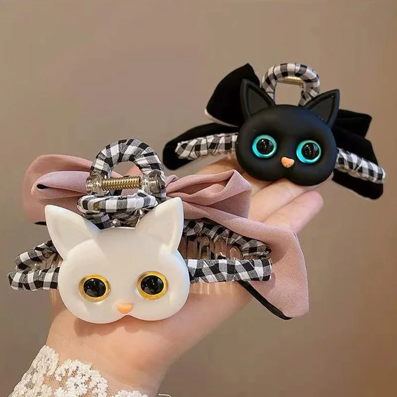

2021 Korean Big Cat Hair Claw Clip For Women Tough Plastic Hair Claw Crab Large Hair Clamps Clip Ladies Hair Accessories Gift