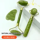 Массажеры нефритовые для лица, тела, гуаша, скребок, Набор роликов для красоты лица, натуральный гуашь, камень для массажа, для похудения, уход за кожей, лифтинг