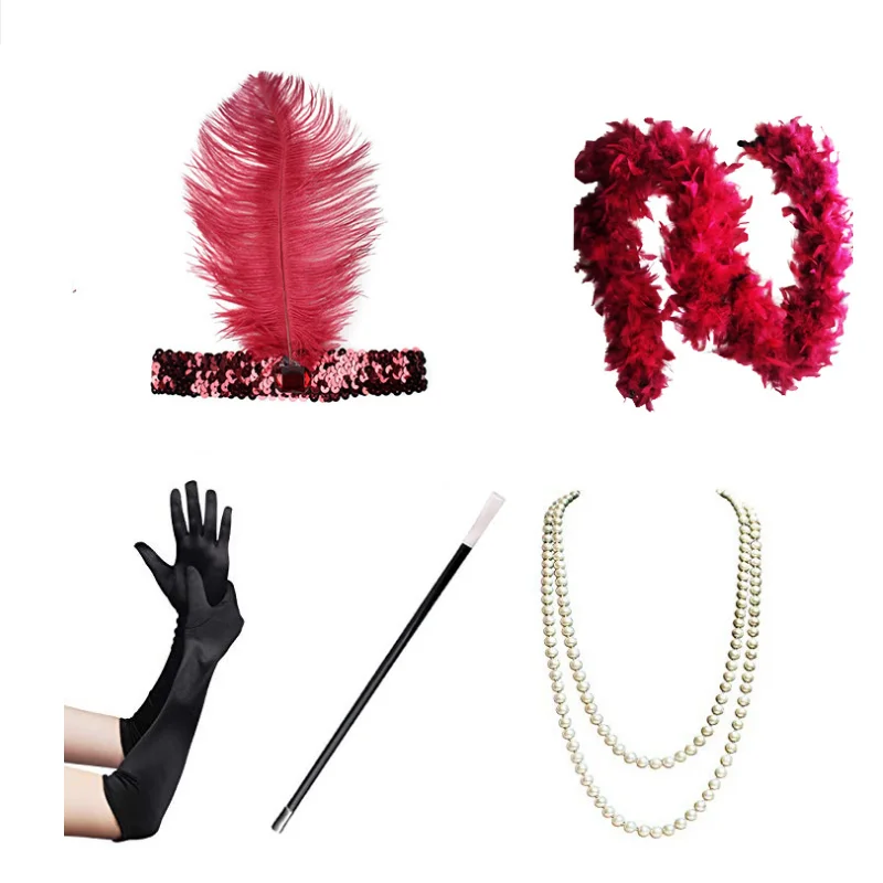 Бальное платье Великий Гэтсби в стиле 1920-х годов было украшено винно-красным