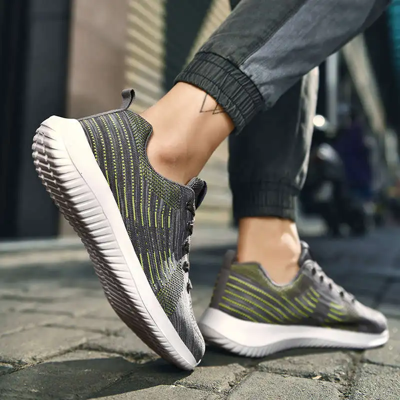 

Кроссовки Fly Weaving мужские спортивные, дышащие сникерсы на плоской подошве, Нескользящие, из мягкой сетчатой ткани, для бега, 62D