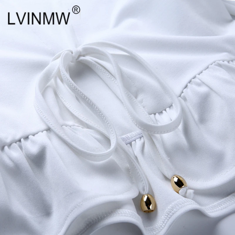 LVINMW сексуальный топ с v образным вырезом на шнуровке бантом рюшами из кусков