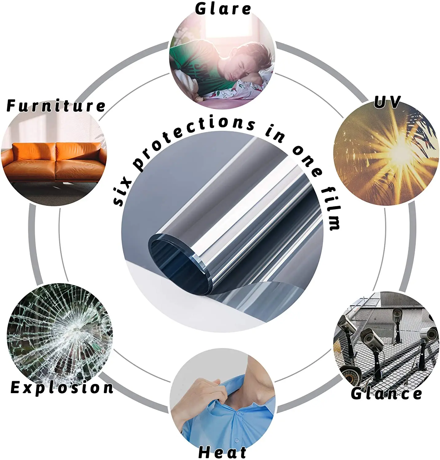 Односторонняя зеркальная оконная пленка YaJing витражная Солнцезащитная