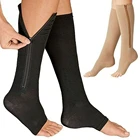 3 пары носков, компрессионные, варикозы, унисекс, тянущиеся гольфы до колена, облегчающие боли, нейлоновые, с открытым носком