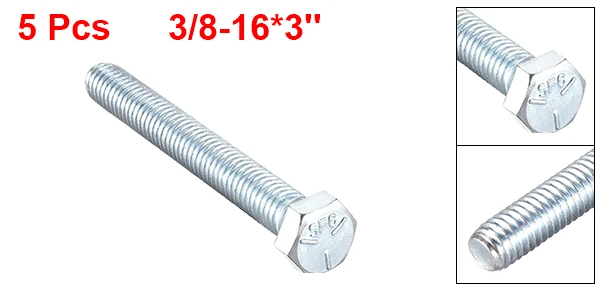 J Uxcell 5-40 шт 1/" 3/8" Резьбовые болты с шестигранной головкой 20 зубьев 16 зубьев крепежа 5 класс UNC углеродистая сталь - Цвет: J