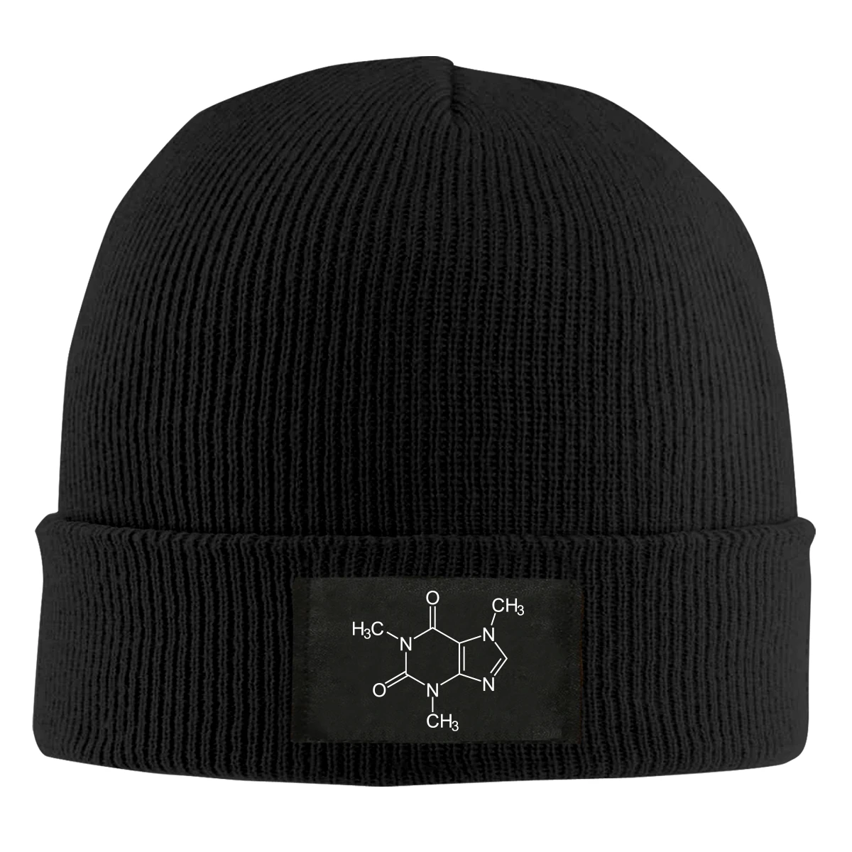 

Caffeine Molecule Coffee Beanie Hats For Men Women With Designs Winter Slouchy Knit Skull Cap