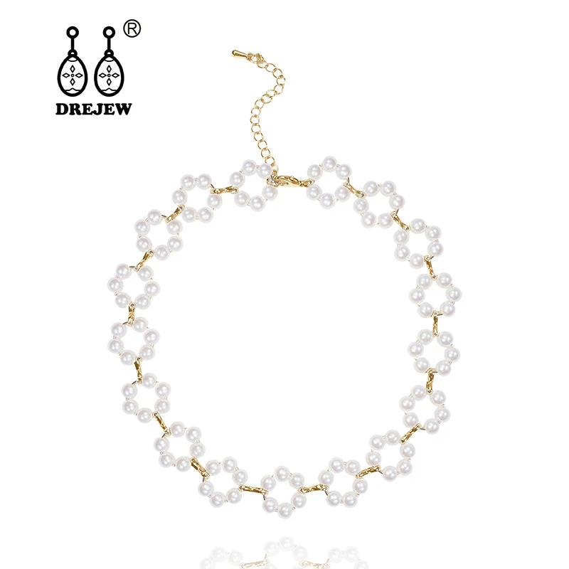 Массивный чокер DREJEW с жемчугом и цветком рождественское ожерелье из нержавеющей