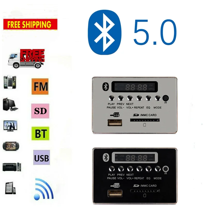 BT TF USB FM Aux Радио MP3 плеер встроенный Автомобильный USB Bluetooth Hands-free MP3 декодер плата модуль аудио переоборудование
