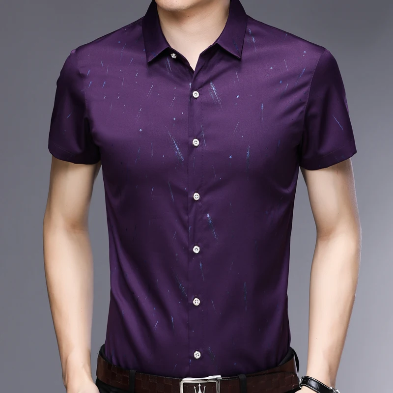 2021 Мужская рубашка с коротким рукавом Social Meteor повседневная приталенная Летняя