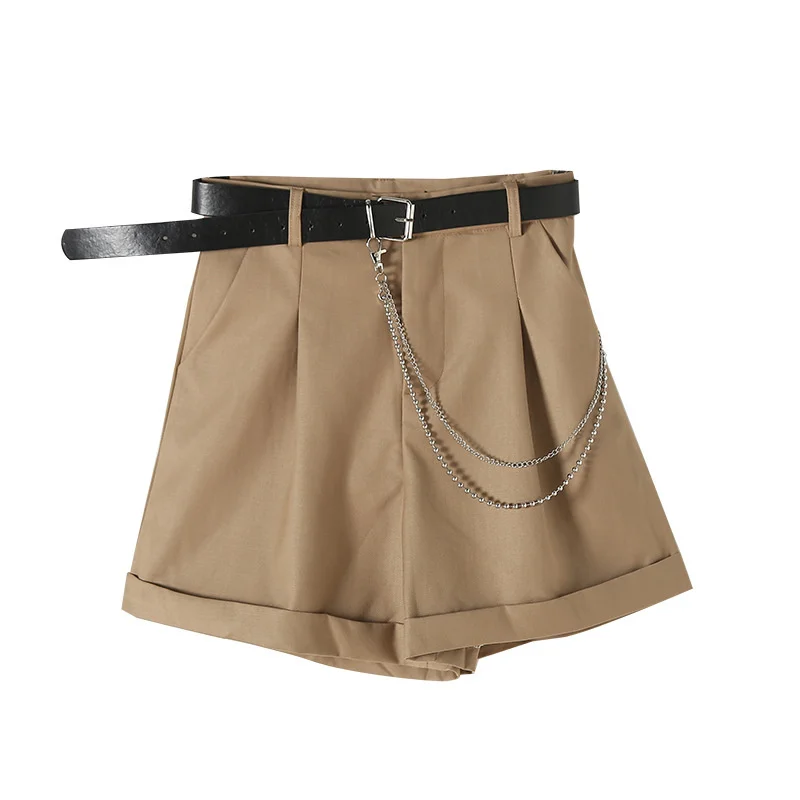 

Side Chain Flanging Suit Shorts 2021 High Waist A-line Shorts