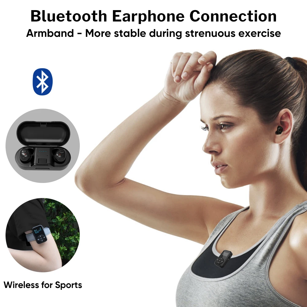 Deelife спортивный комплект с Bluetooth mp3 плеером и TWS истинные беспроводные наушники