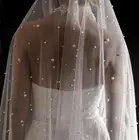 Жемчужная Фата для невесты с гребнем, однослойная свадебная фата с жемчугом, свадебная фата