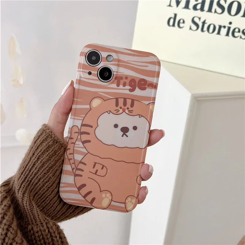 

Cute Cartoon Tiger Phone Case For iPhone 11 12 13 Pro Max Xr Xs Max 7 8 Plus 7Plus case Soft IMD Silicon Back Cover Capa