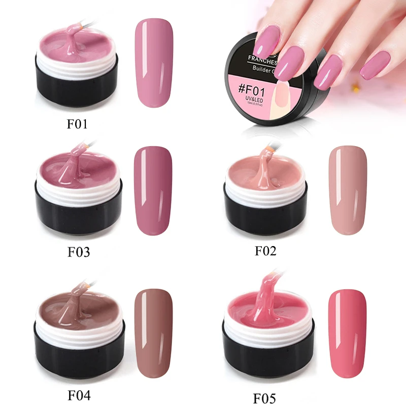 Francheska 2 Pcs Camouflage Gel Builder Quickly Uv Soak Off Nail Extension Jelly Poly 10 Colors Clear Pink White | Красота и здоровье