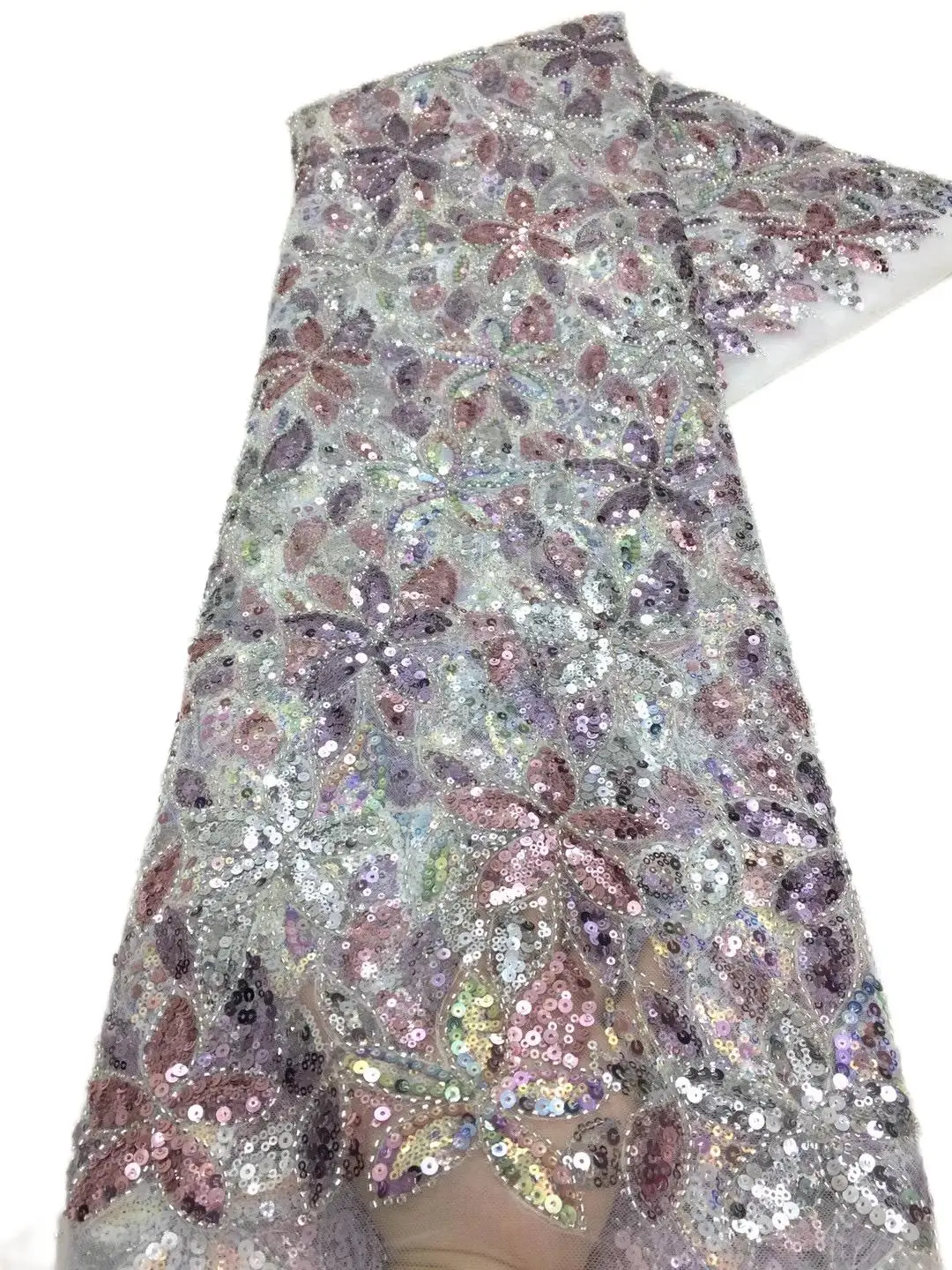 

Новый швейцарский роскошное Расшитое бисером Тюлевое кружево с пайетками Ткань 5 ярдов для шитья вечерние платье кружевной ткани XZX-2418