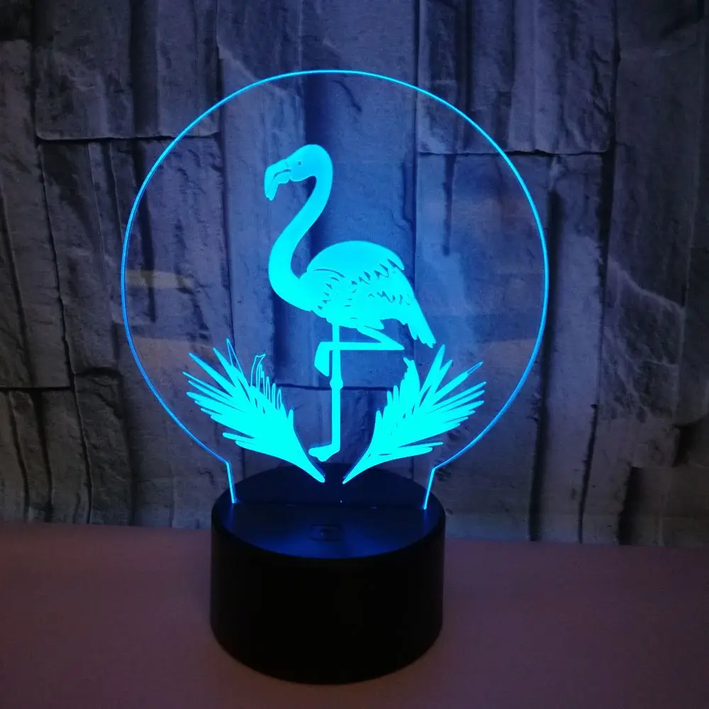 3D Led креативное Usb животное Фламинго 7 красочное визуальное художественное