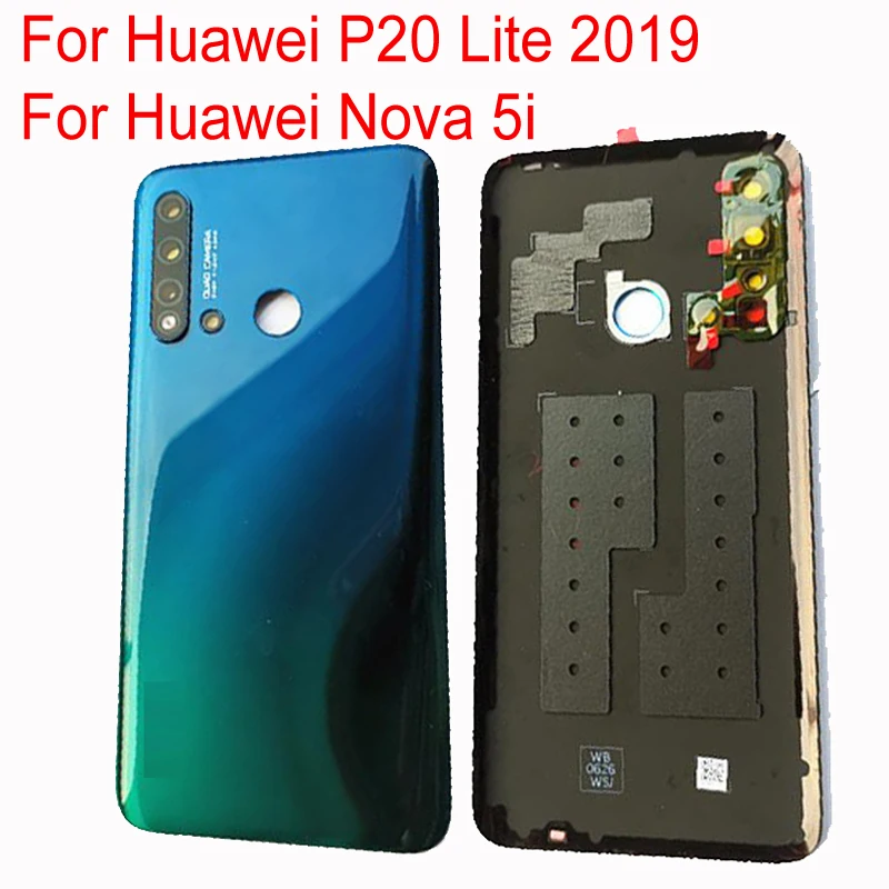 

Оригинальная Крышка батарейного отсека для 6,4 "Huawei P20 Lite 2019, задняя крышка корпуса с клейким стеклом для камеры Nova 5i