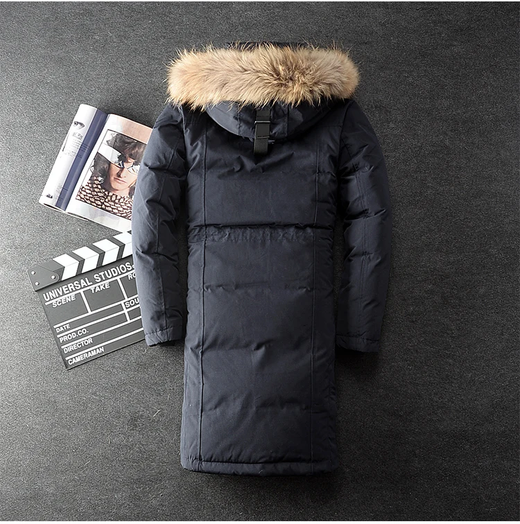 

51 Degree Warm Men Winter Thick Cold Windproof Long Section Down Jacket Man Casual Loose Big Fur Collar Hooded Down Parka Coat