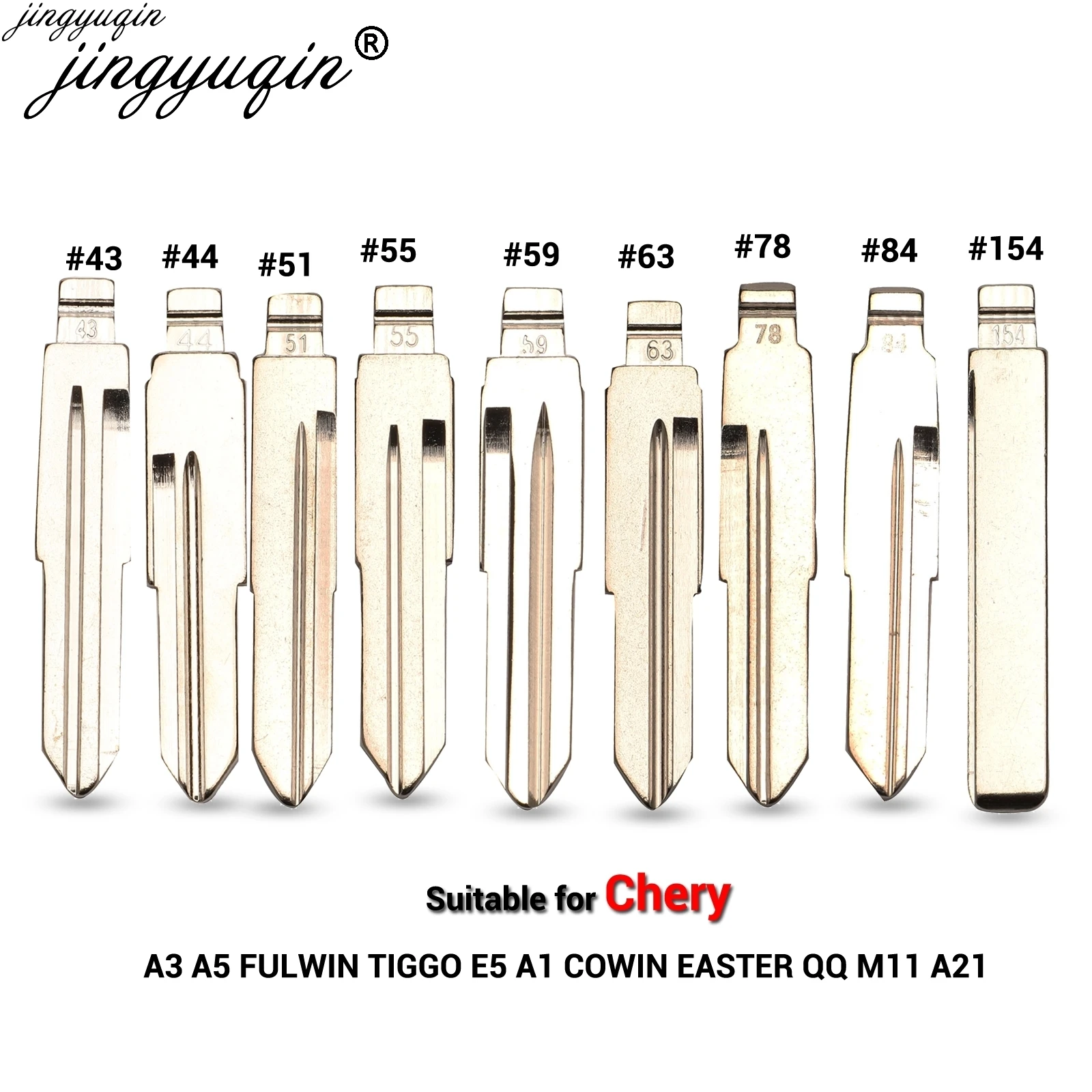 

Jingyuqin 15pcs For Chery A5 A3 Tiggo E5 A1 Cowin Easter QQ3 QQ6 A21 S21 43 44 51 55 59 63 78 84 Flip KD key Blank blade