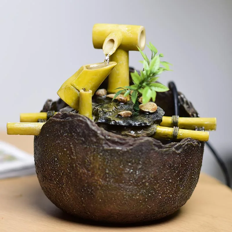 Винтажный комнатный водяной фонтан 220 В настольный мини водопад фэн шуй домашний