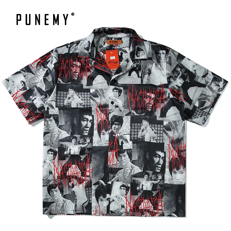 Мужская рубашка в стиле ретро с коротким рукавом из чистого хлопка Повседневная