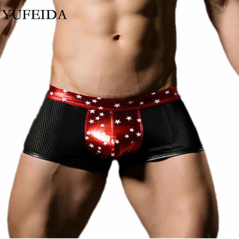 

Shiny Sexy Mens Underwear Boxers Trunks Bulge Pouch Underpants Boxer Shorts Male Gay Sissy Panties Sleepwear Dance Clubwear