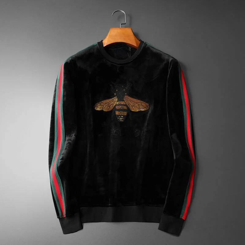 

Men's sweater 2021 new plus velvet thick embroidered gold velvet pullover jacket warm long-sleeved bottoming shirt