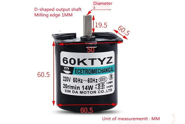 Синхронный двигатель переменного тока 60KTYZ с эксцентриковым валом кронштейном 220