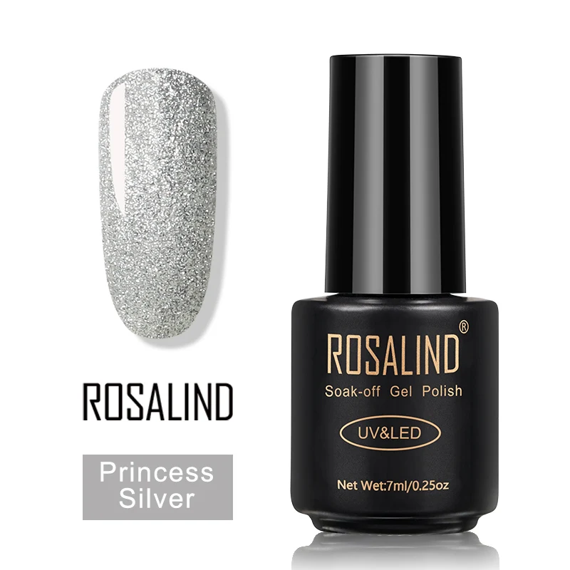 Princess Silver ROSALIND гель лак для ногтей набор все для маникюра верхнее покрытие УФ светодиодный гель лак удаляющийся замачиванием Полупостоянный лак для ногтей - Цвет: Princess Silver