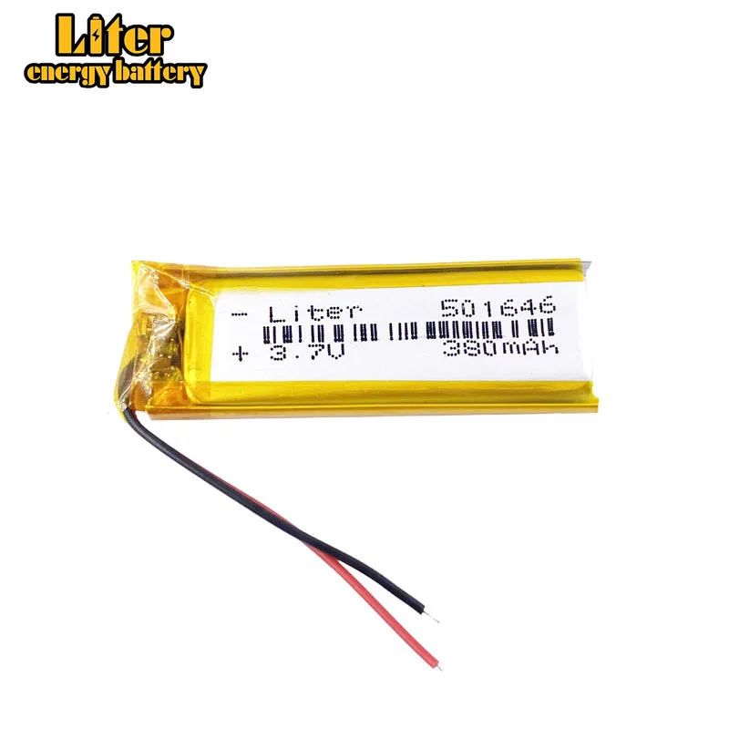 Liter energy battery 3.7V 380mAh 501646 plug Lithium Polymer Li-Po Rechargeable Battery For MP3 MP4 MP5 | Электроника
