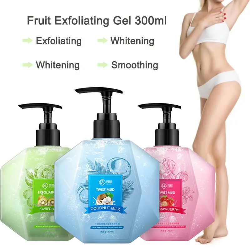 

300ml Fruit Body scrub Cream Exfoliating Gel Whitening Moisturizing Rubbing Mud To Dead Skin Brighten Nourish Body Skin Care