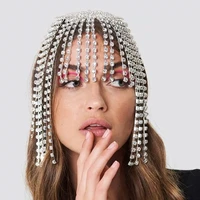 luxury rhinestone forehead headpiece tassel chain for women handmade hat crystal headbands wedding hair accessories