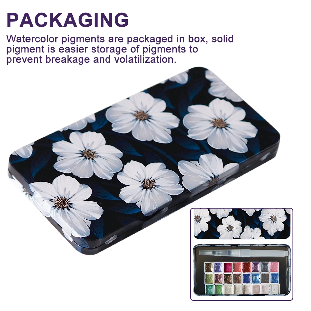 

24pcs DIY Watercolor Paint Set Portable For Drawing Travel Glitter Manicure Solid Pearlescent Pigment Arts Students Professional