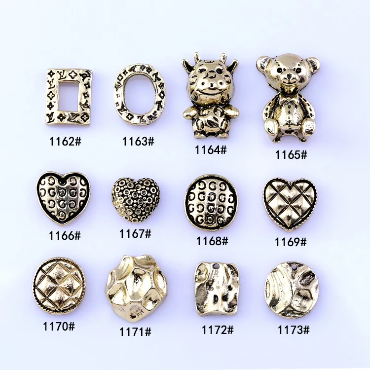 

10pcs Nails Decorations Japanese Style Nail Art Retro Alloy Jewelry Love Cowboy Bear Old Metal Hollow Fingertip Decorations