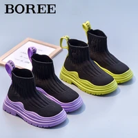 women sock boots autumn girl ankle boots slip on elasticity socks shoes boy child sneaker comzy non slip winter shoes for kids