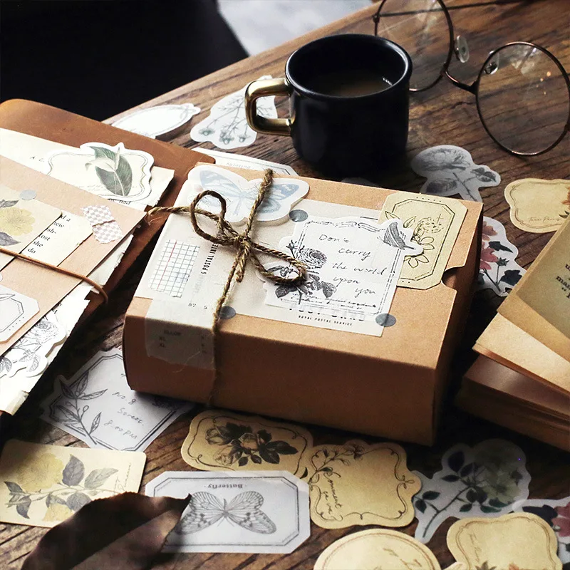 30Pcs/pack Vintage Plant Sticker Scrapbooking Creative DIY Journal Decorative Adhesive Kraft Paper Seal Stationery Supplies | Канцтовары