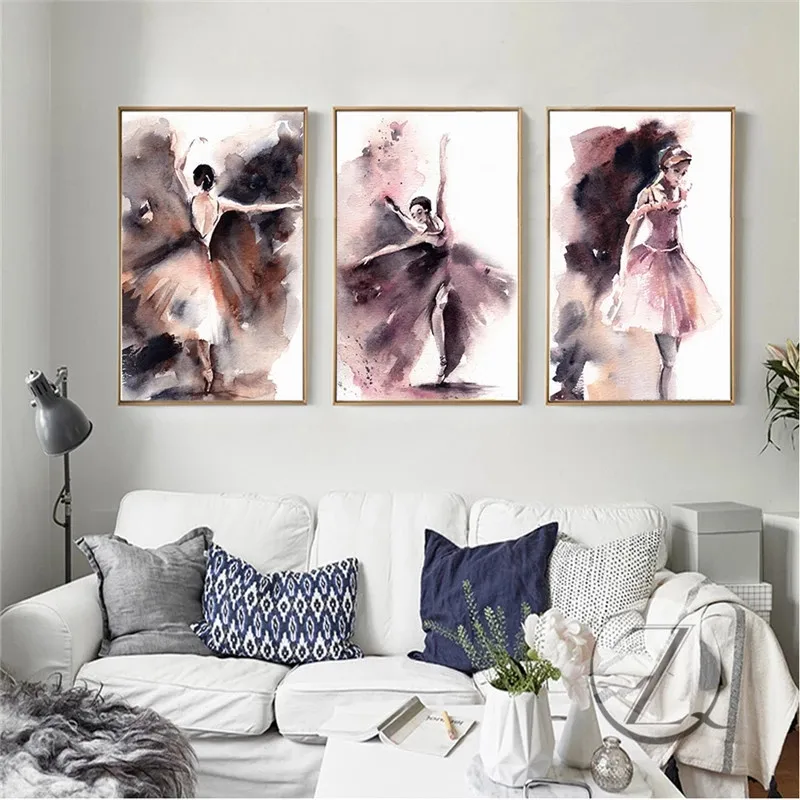 

Canvas PaintingAbstract Ballerina Wall Watercolor Modern Sexy Dancer Posters and Prints for Living Room Cafe Bar Home Decor