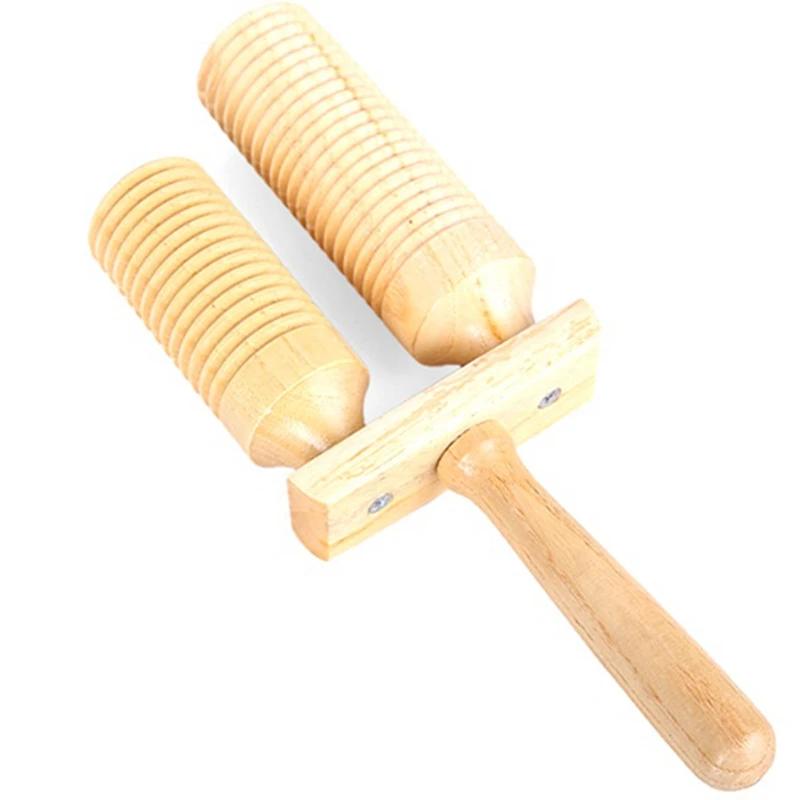 HOT-Music Percussion Pair of Wooden Agogo Bells Connected to Handle with Sticks for Children's Toys |