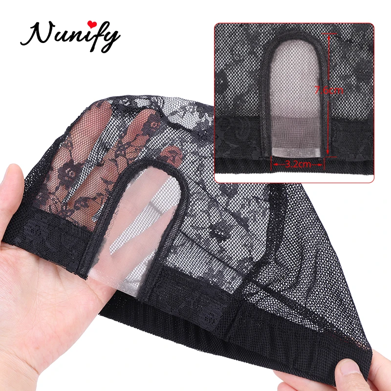 Nunify 1Pcs/Lot U Parting Wig Cap For Making Wigs With Free Size Strap On The Back Weaving Ventilation Hair Net Black | Шиньоны и