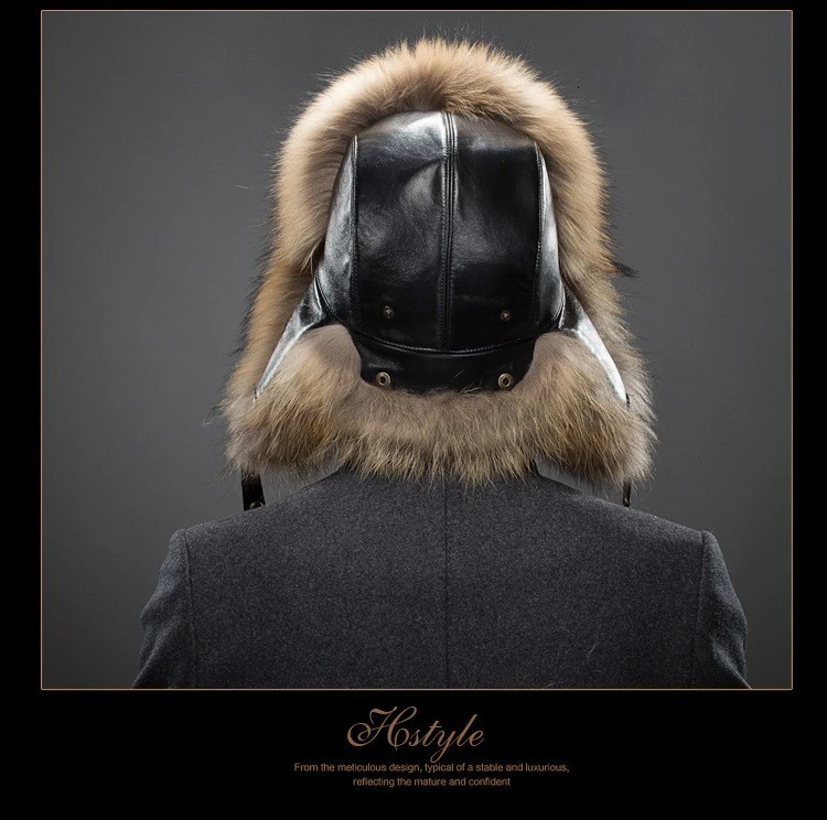 2019 100 Men Winter Real Vos Bontmuts % Natural Sleepskin Leather Cap Warm Soft Russia Hot Fur hat Bomber Caps | Аксессуары для