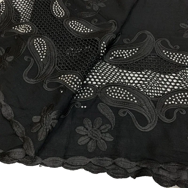 

High Quality African Women Scarf Dubai Cotton Full Black Scarf Islamic Hijab Embroider with stones Big Scarf for Shawls TH18